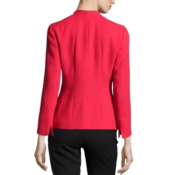 Lafayette 148 New York Tara Seamed Scuba Jacket Red Wool Size 6 - Picture 5 of 8